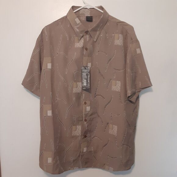 VESE Clothing Co Mens Sz L Beige Breathable Design Button Front Lightweight EUC - Picture 1 of 8